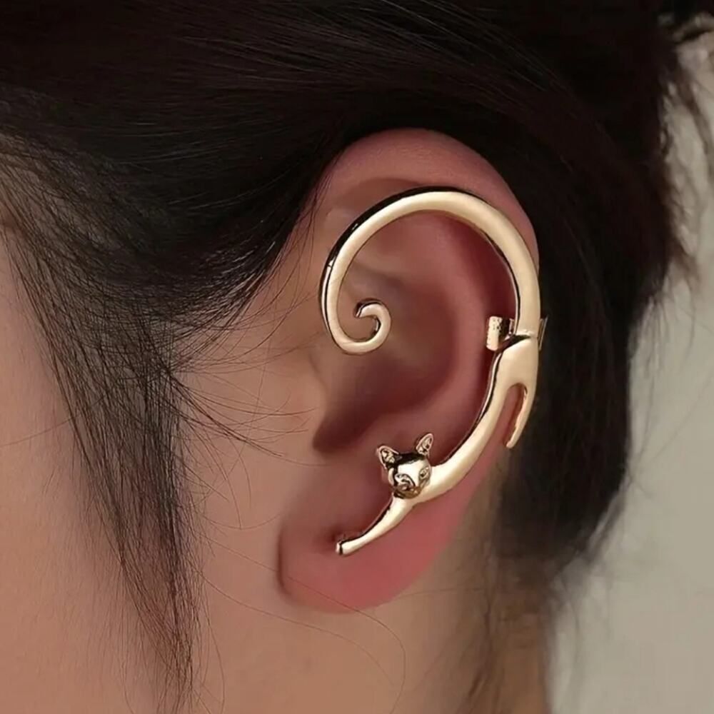 Design with Gold/Silver Cat Ear Wrap Catlovers Style ( 1 Pc ) SILVER